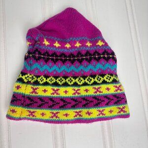 Vintage Marceau Multicolor Wool Knit Beanie Hat Ski Hat Retro Colorful Bold